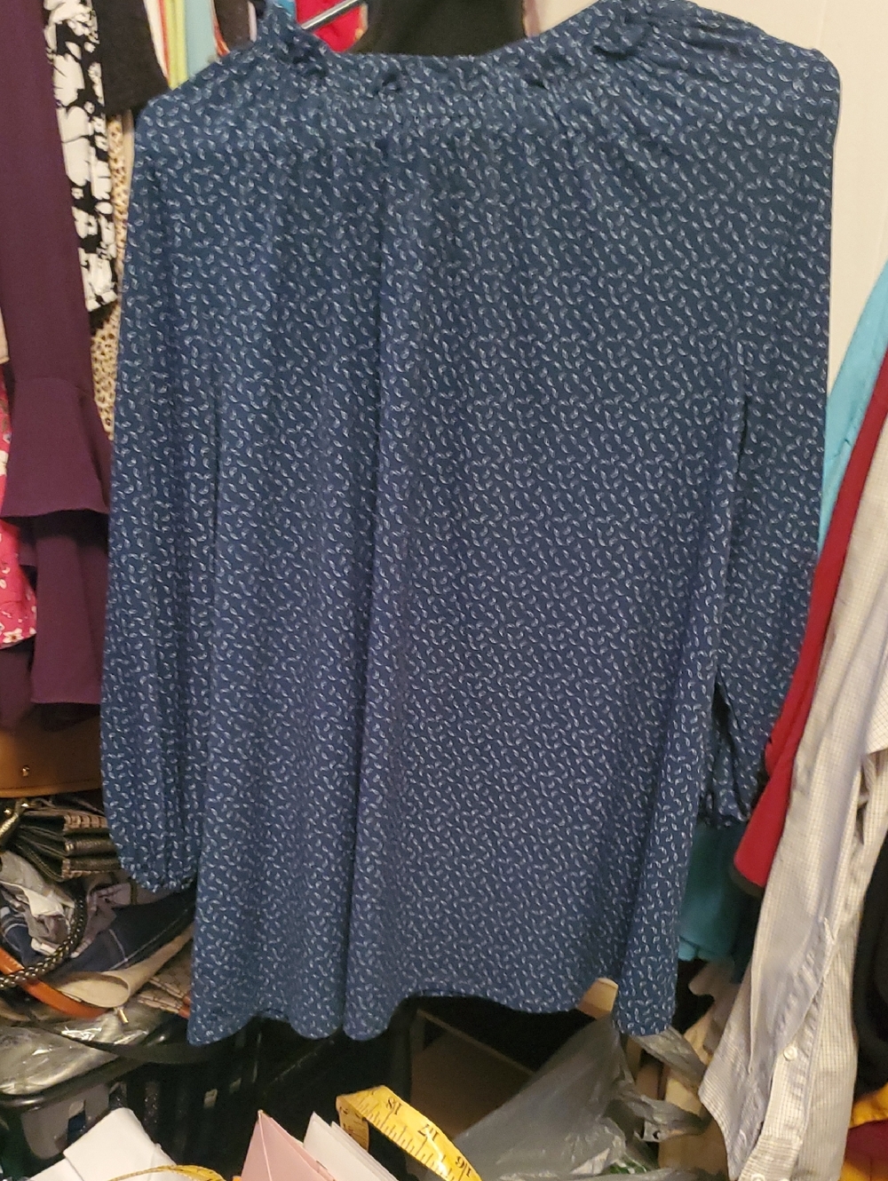 Adrianna Papell Teal Blue Printed Top